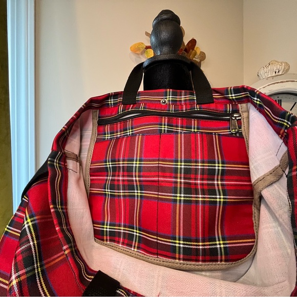 Classic Red Tartan Plaid Canvas Tote Bag. - Picture 6 of 7